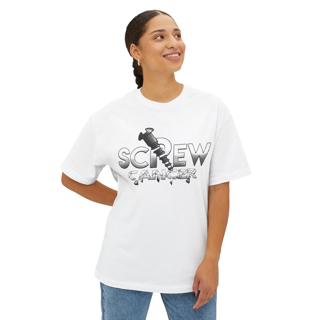 Screw Cancer Tee — Feminine Script Comfort Shirt for Survivors & Supporters