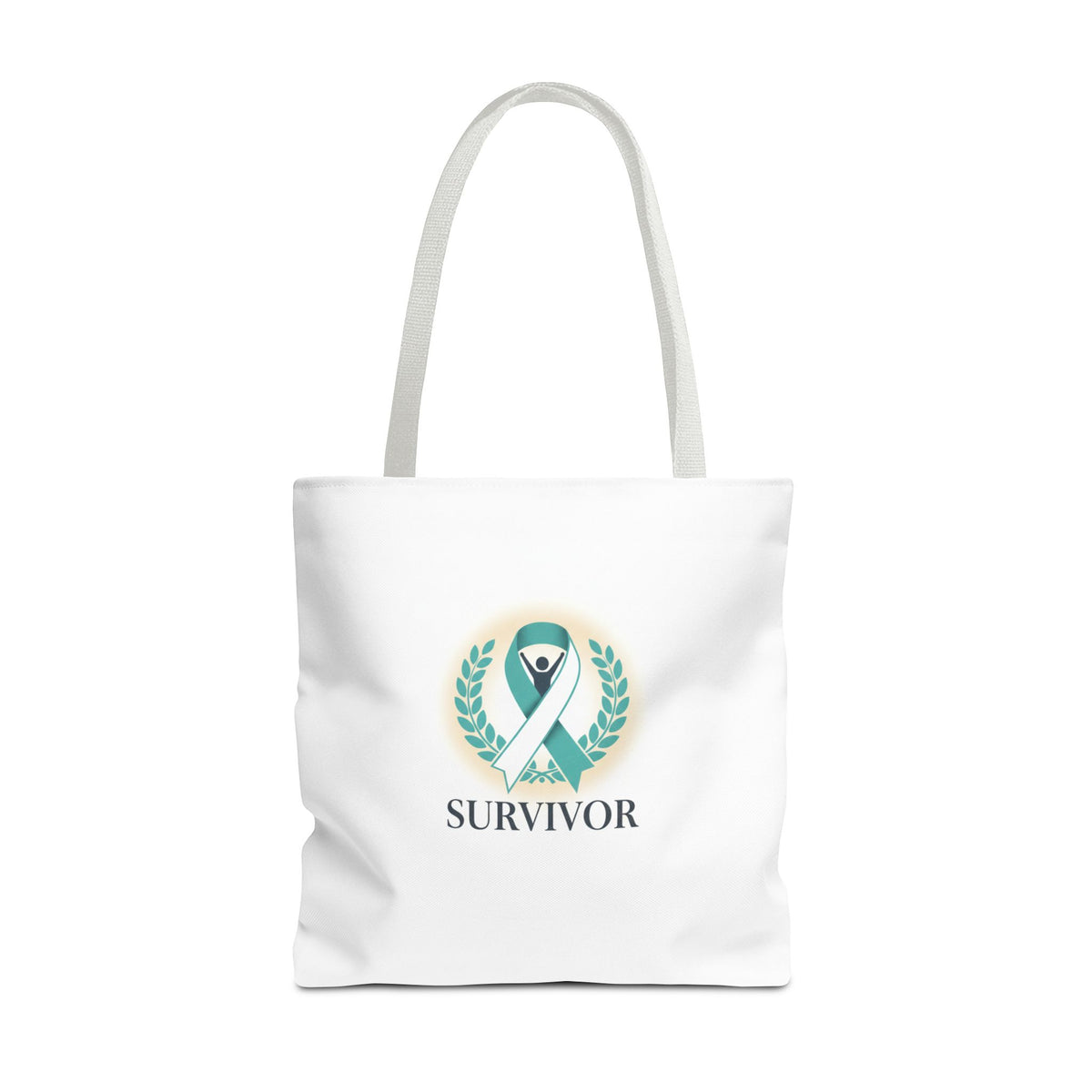 Survivor Ribbon Tote Bag — Teal Awareness Support Tote
