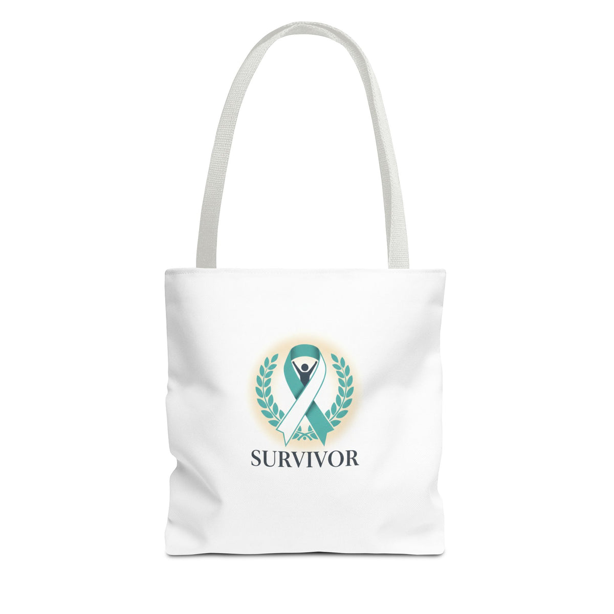 Survivor Ribbon Tote Bag — Teal Awareness Support Tote