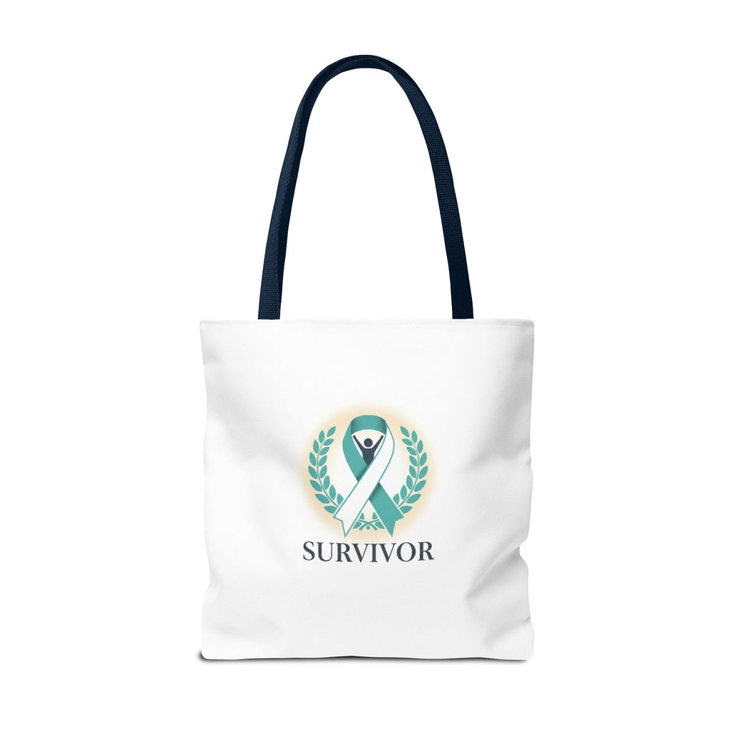 Survivor Ribbon Tote Bag — Teal Awareness Support Tote
