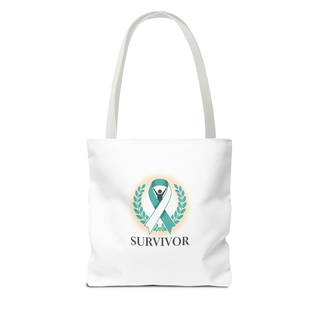 Survivor Ribbon Tote Bag — Teal Awareness Support Tote