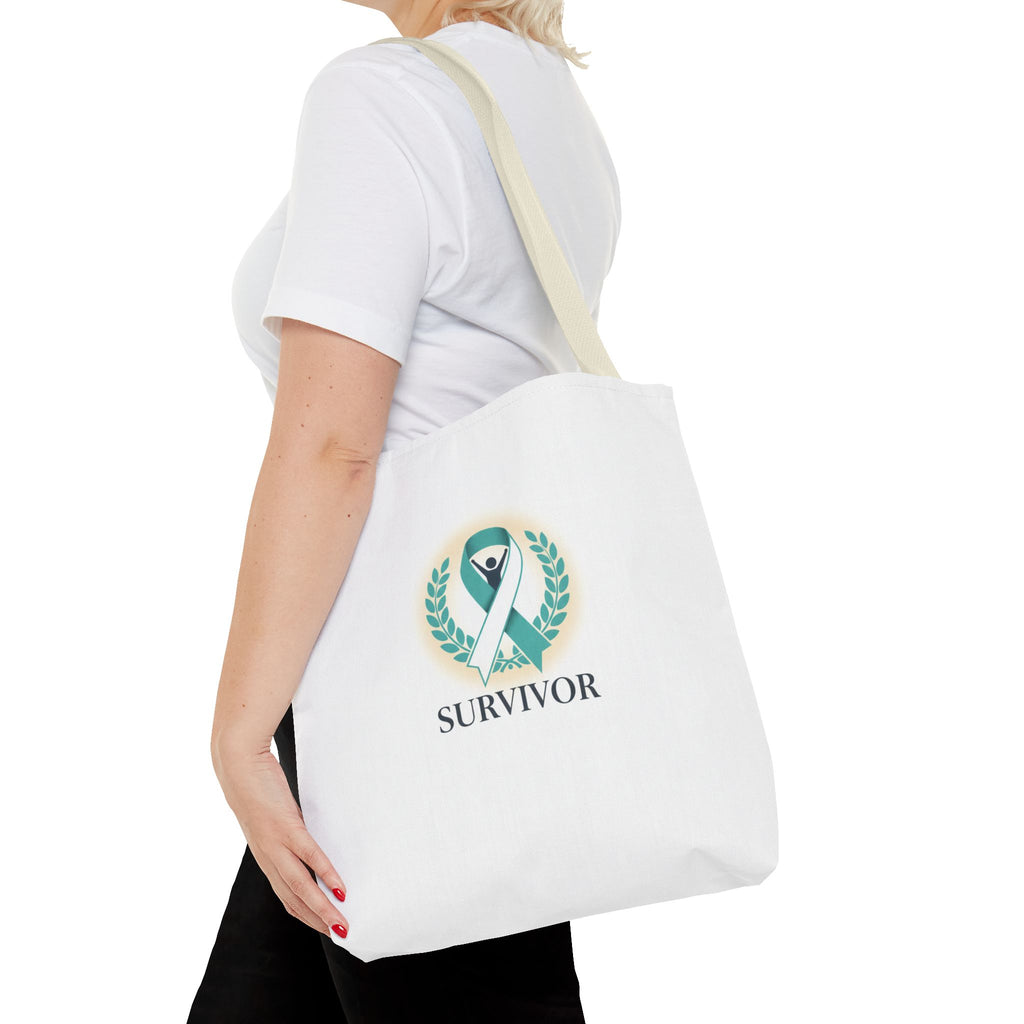 Survivor Ribbon Tote Bag — Teal Awareness Support Tote