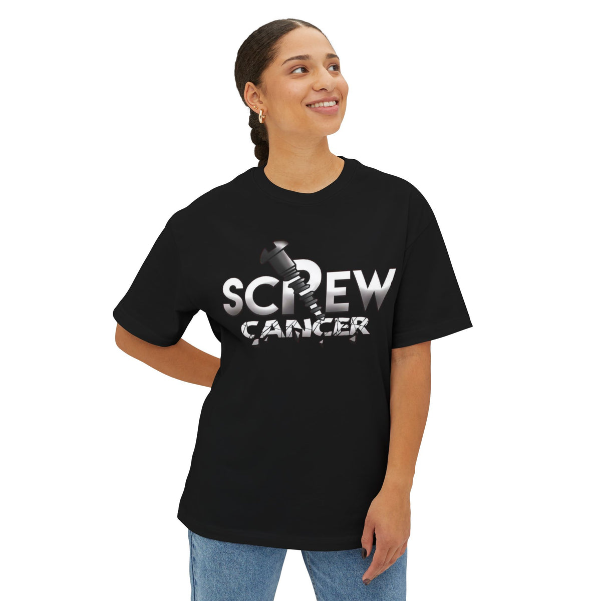 Screw Cancer Tee — Feminine Script Comfort Shirt for Survivors & Supporters