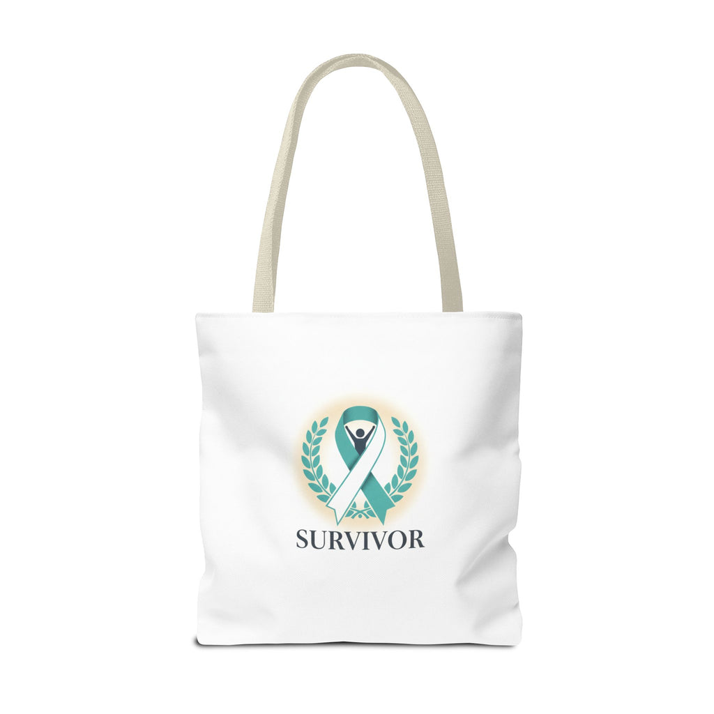 Survivor Ribbon Tote Bag — Teal Awareness Support Tote