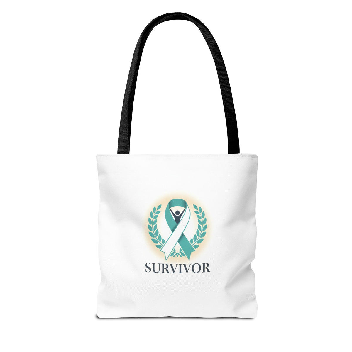 Survivor Ribbon Tote Bag — Teal Awareness Support Tote
