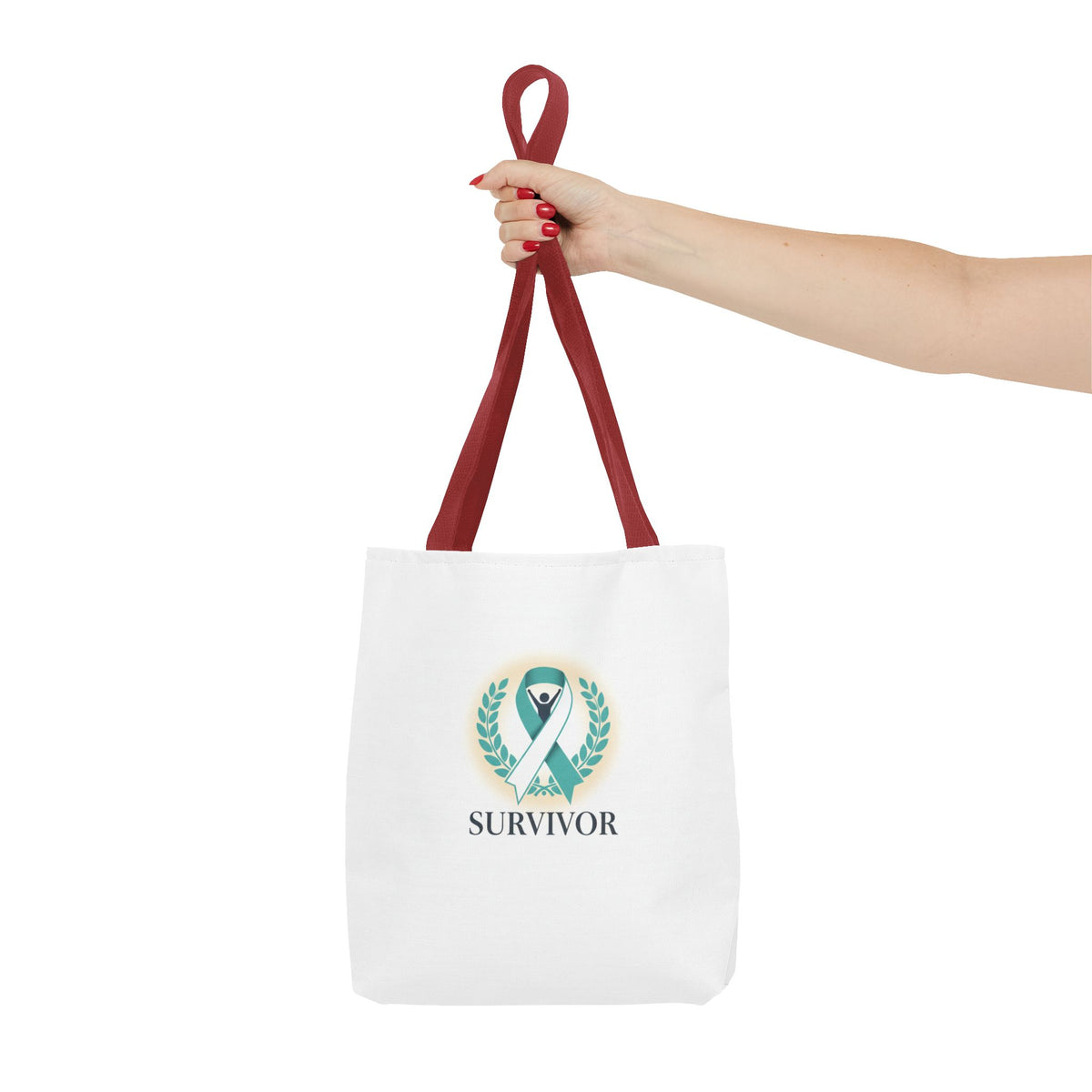 Survivor Ribbon Tote Bag — Teal Awareness Support Tote