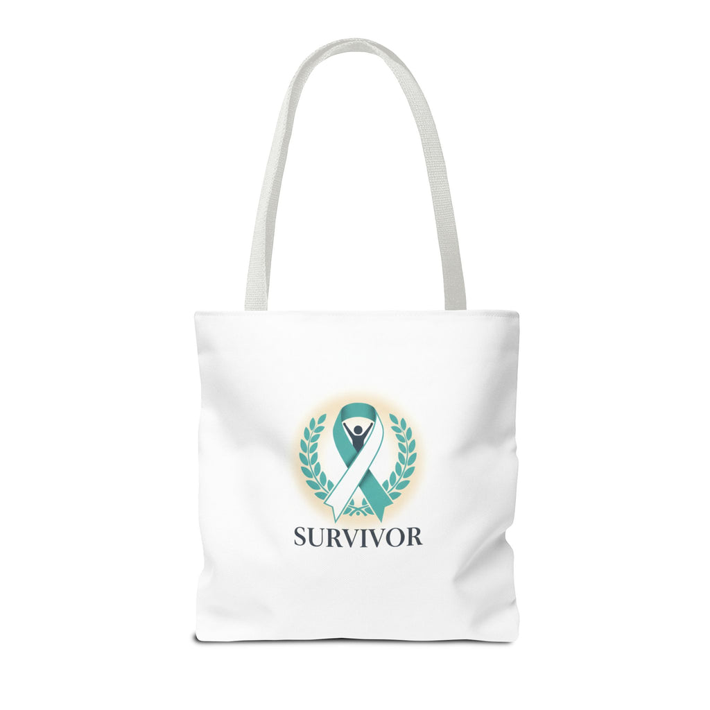 Survivor Ribbon Tote Bag — Teal Awareness Support Tote