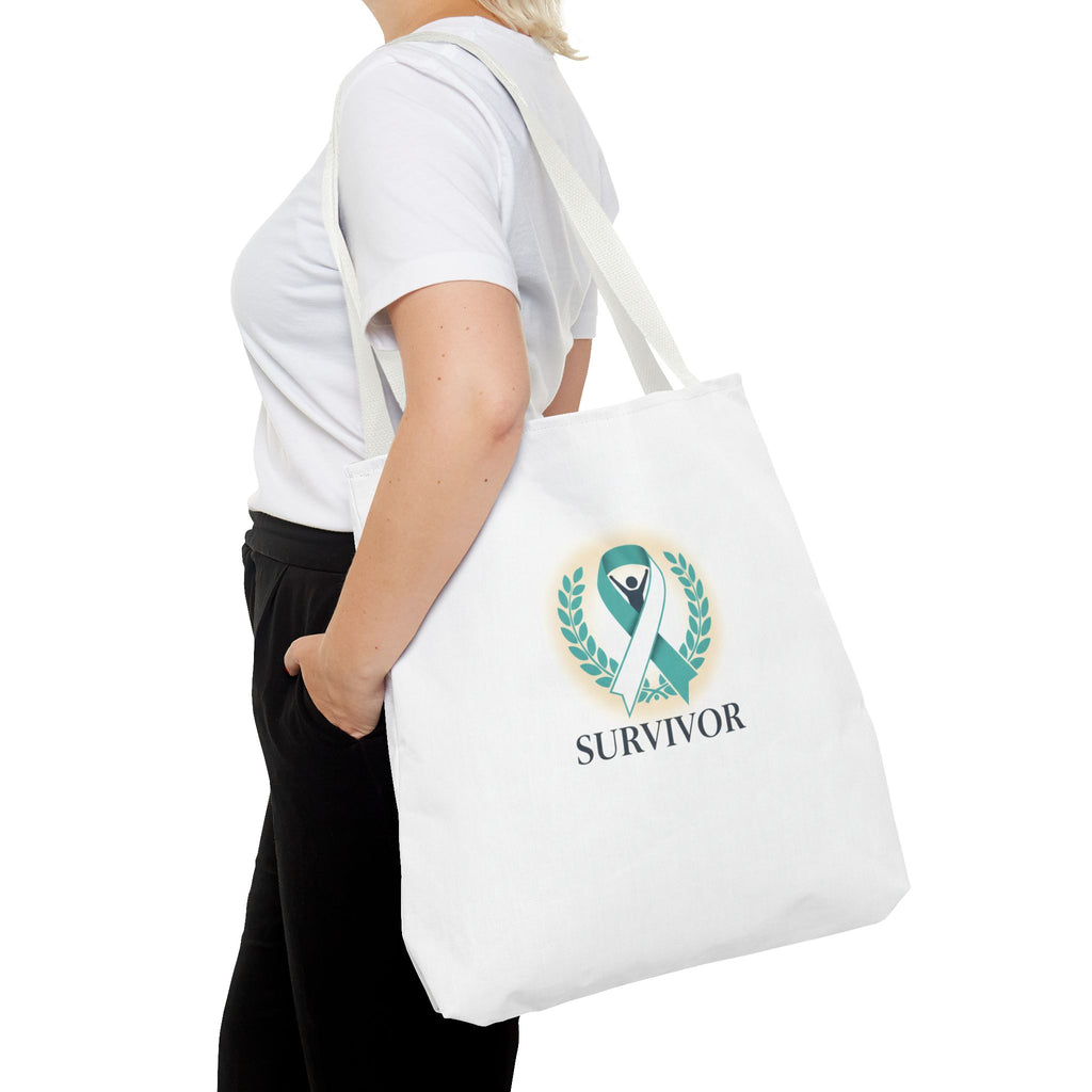 Survivor Ribbon Tote Bag — Teal Awareness Support Tote