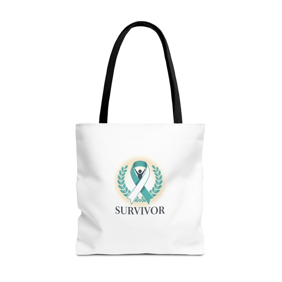 Survivor Ribbon Tote Bag — Teal Awareness Support Tote