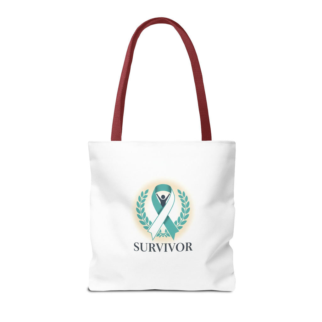 Survivor Ribbon Tote Bag — Teal Awareness Support Tote