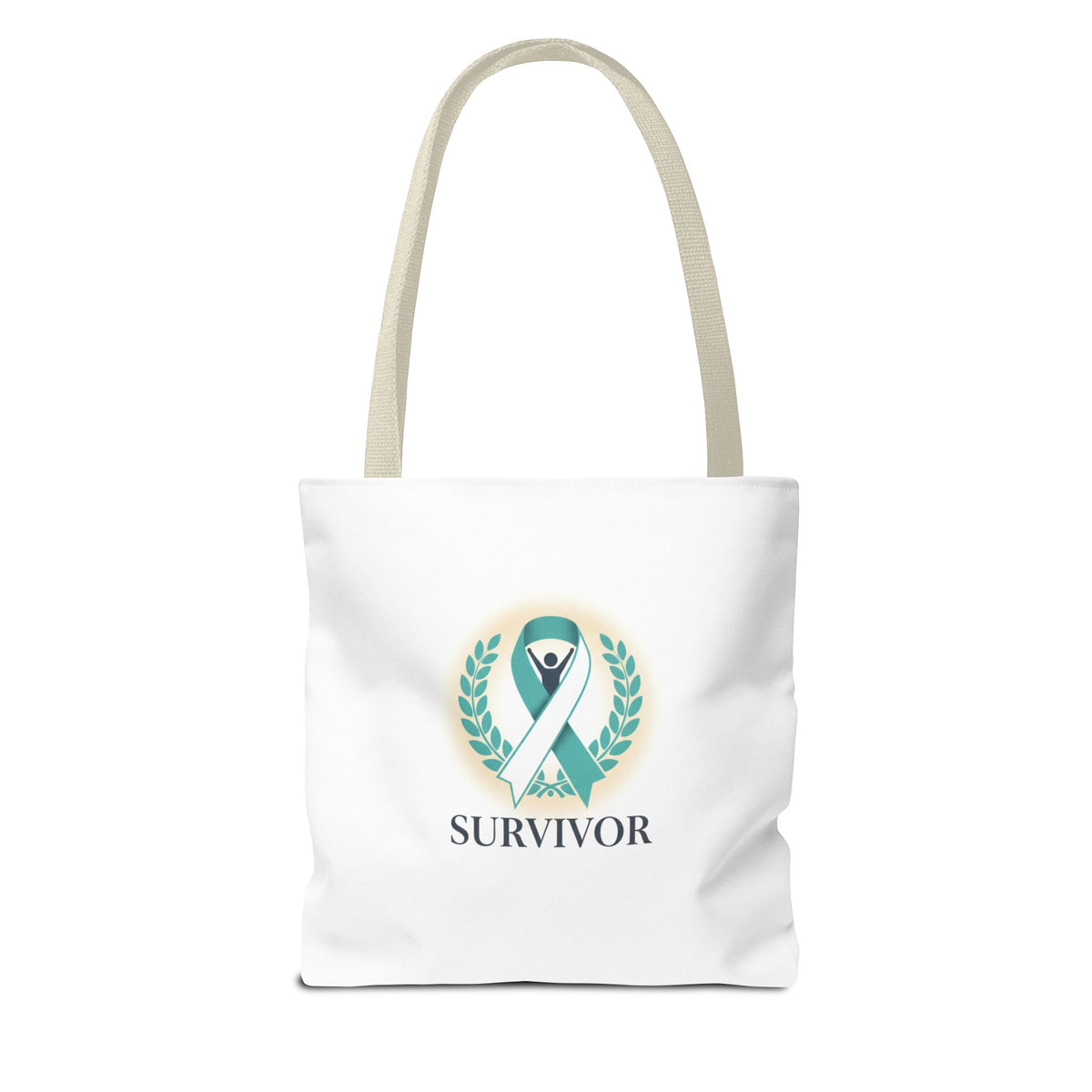 Survivor Ribbon Tote Bag — Teal Awareness Support Tote