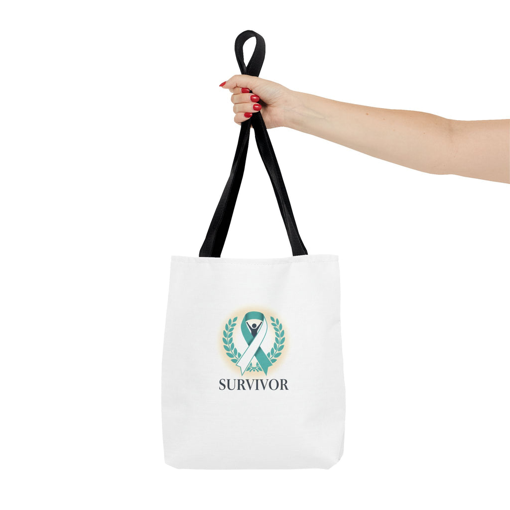 Survivor Ribbon Tote Bag — Teal Awareness Support Tote
