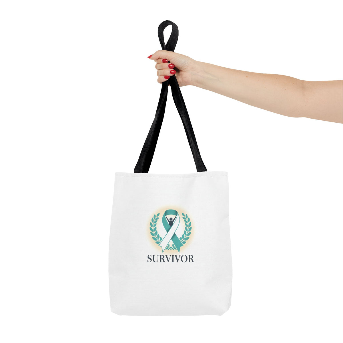 Survivor Ribbon Tote Bag — Teal Awareness Support Tote