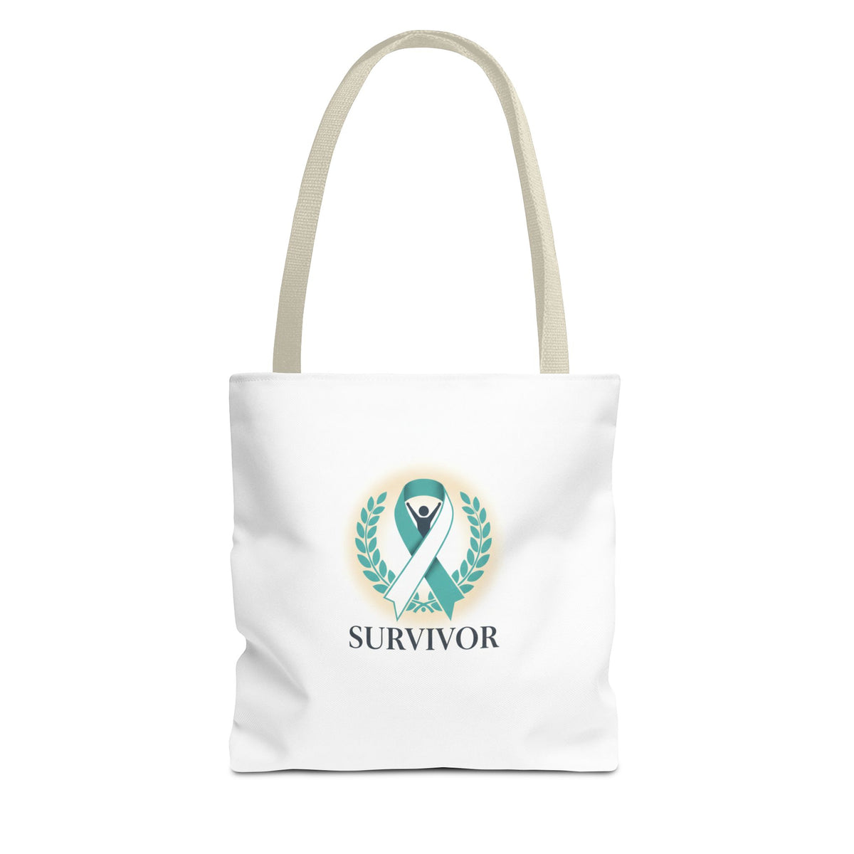 Survivor Ribbon Tote Bag — Teal Awareness Support Tote