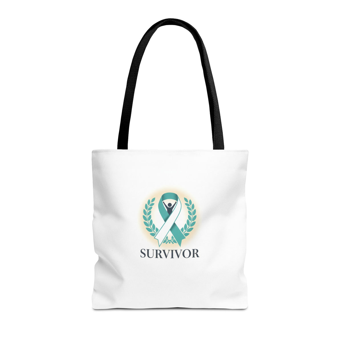 Survivor Ribbon Tote Bag — Teal Awareness Support Tote