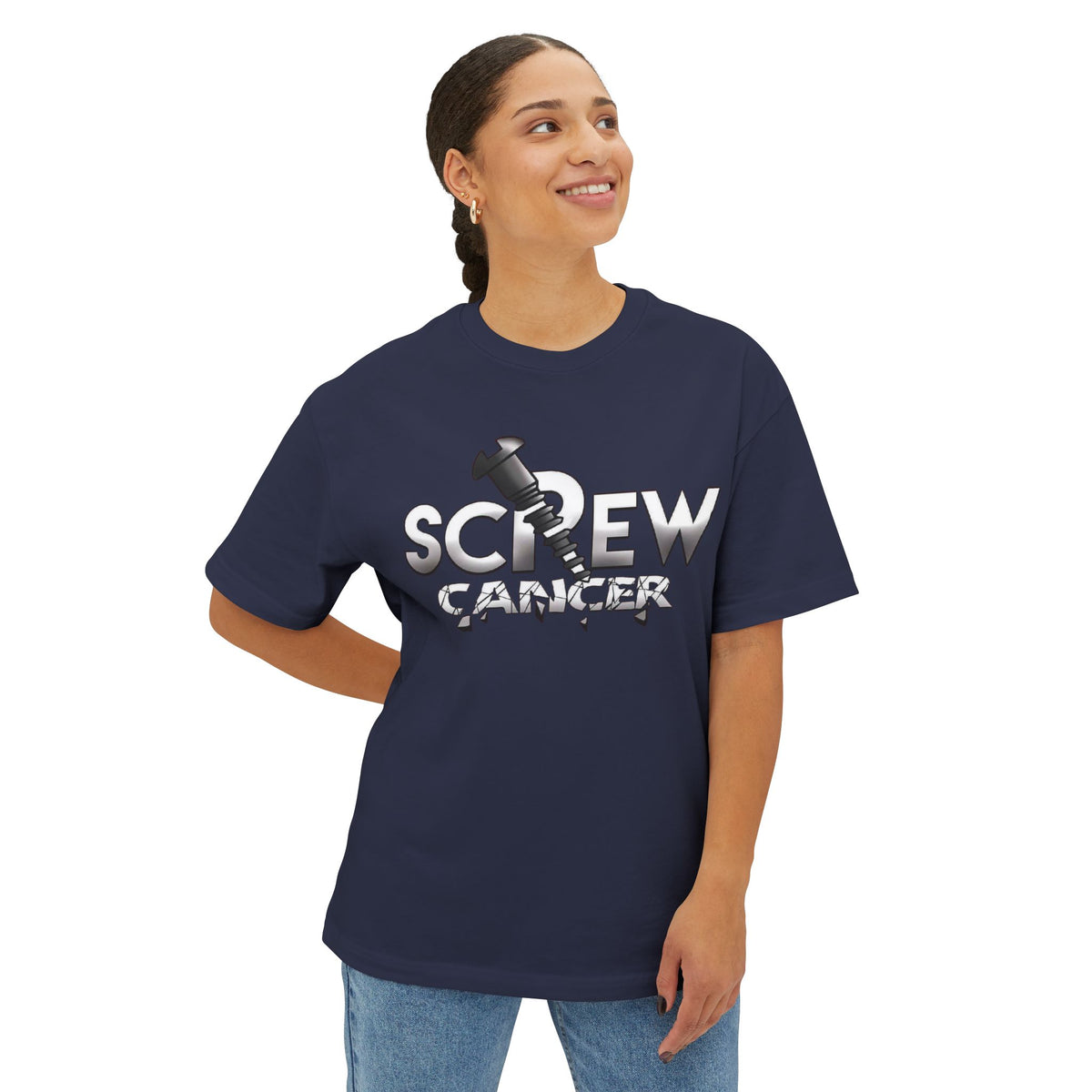 Screw Cancer Tee — Feminine Script Comfort Shirt for Survivors & Supporters