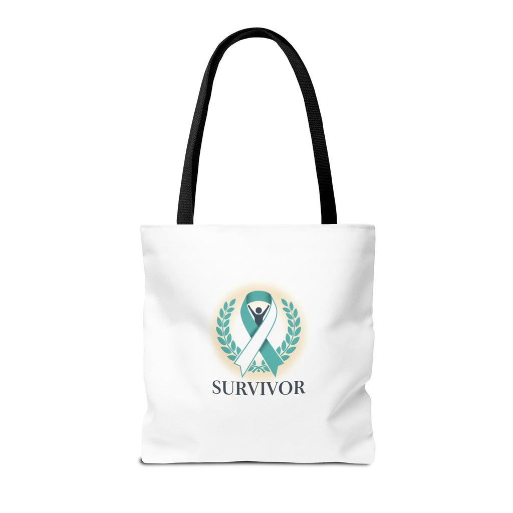 Survivor Ribbon Tote Bag — Teal Awareness Support Tote