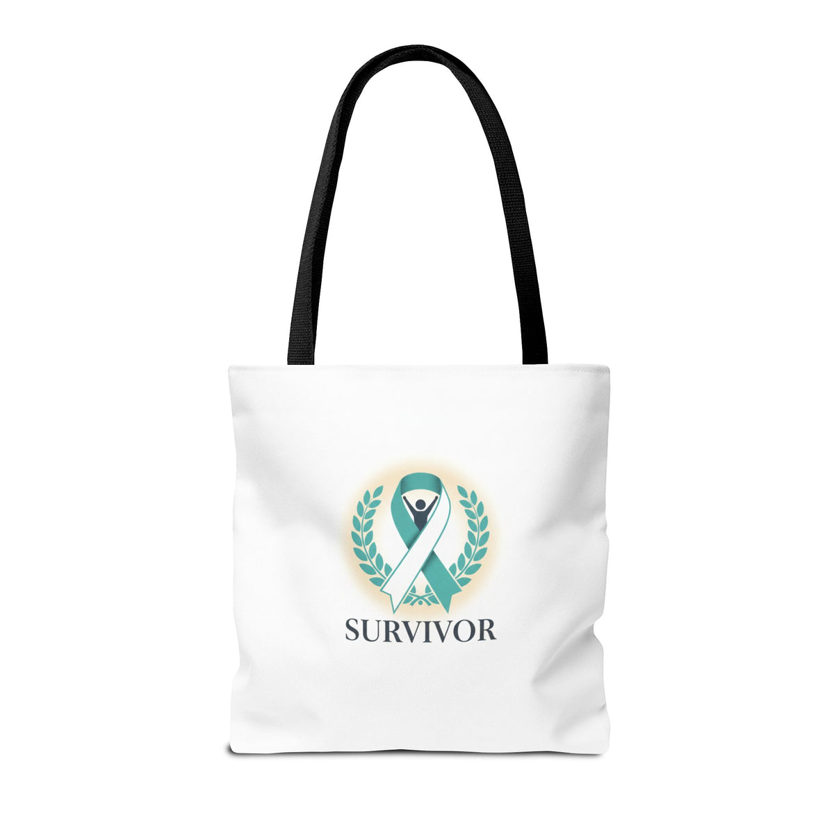 Survivor Ribbon Tote Bag — Teal Awareness Support Tote