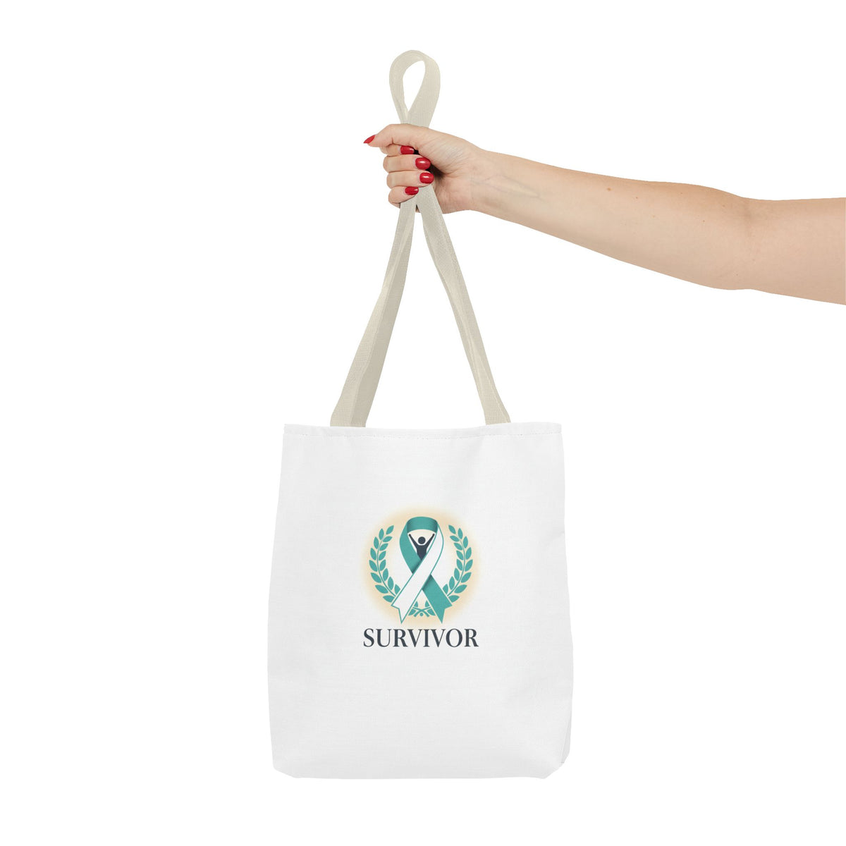 Survivor Ribbon Tote Bag — Teal Awareness Support Tote
