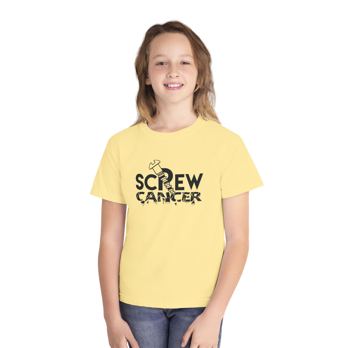 Screw Cancer Youth Tee – Childhood Cancer Awareness Shirt