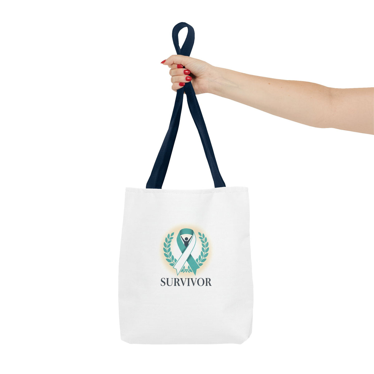 Survivor Ribbon Tote Bag — Teal Awareness Support Tote