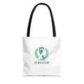 Survivor Ribbon Tote Bag — Teal Awareness Support Tote