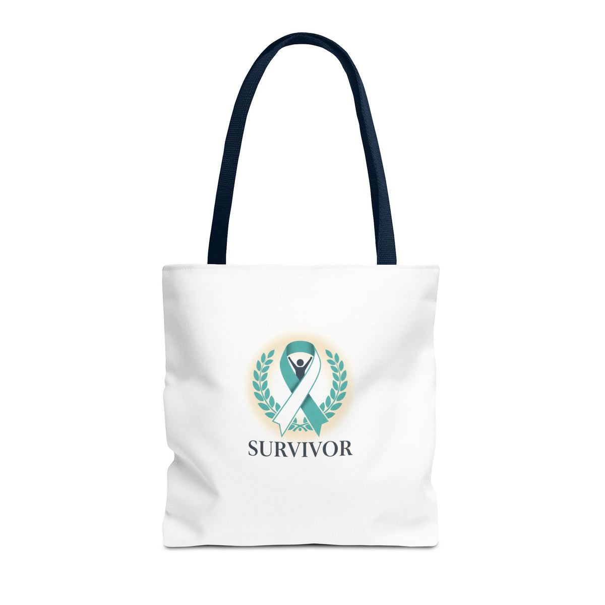 Survivor Ribbon Tote Bag — Teal Awareness Support Tote