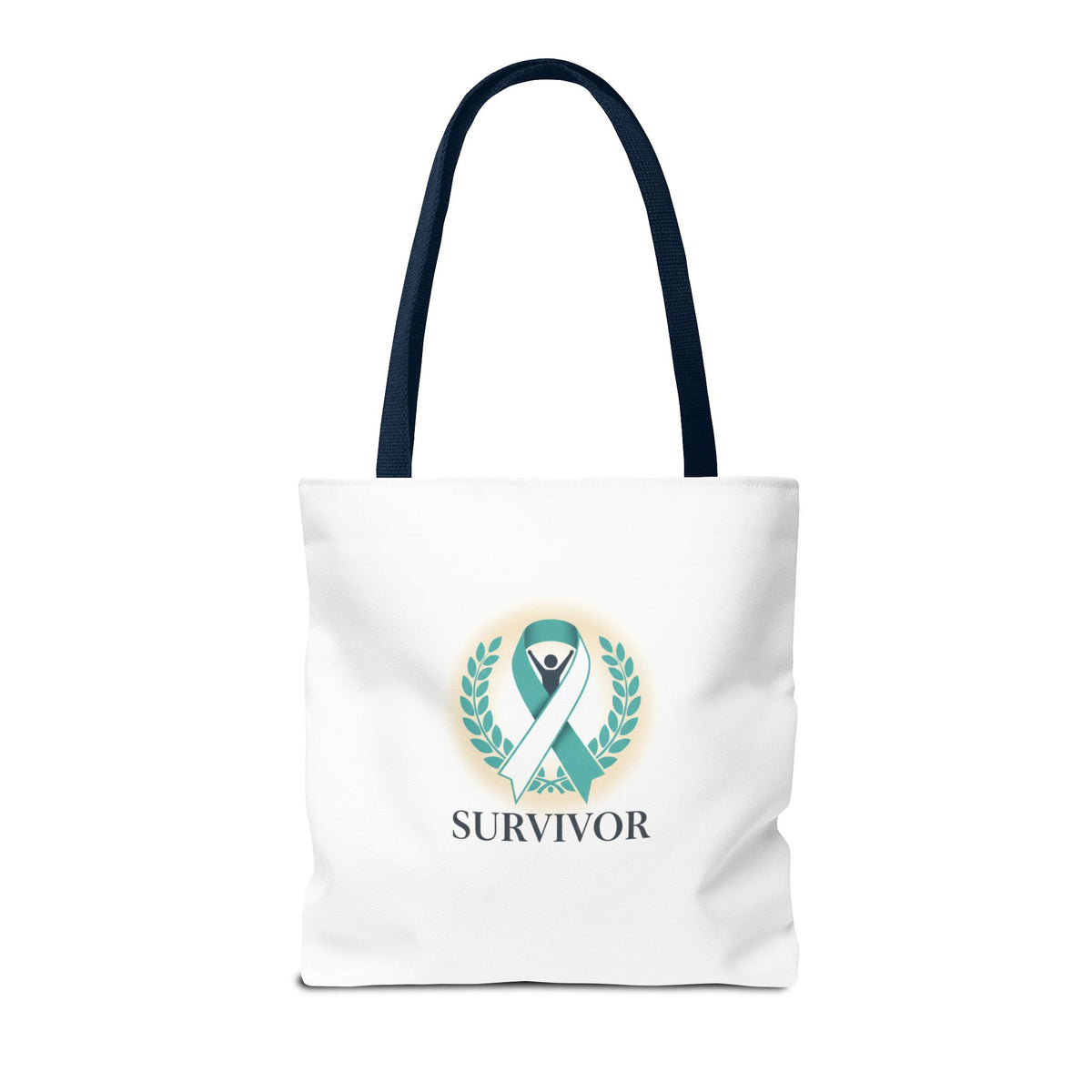 Survivor Ribbon Tote Bag — Teal Awareness Support Tote