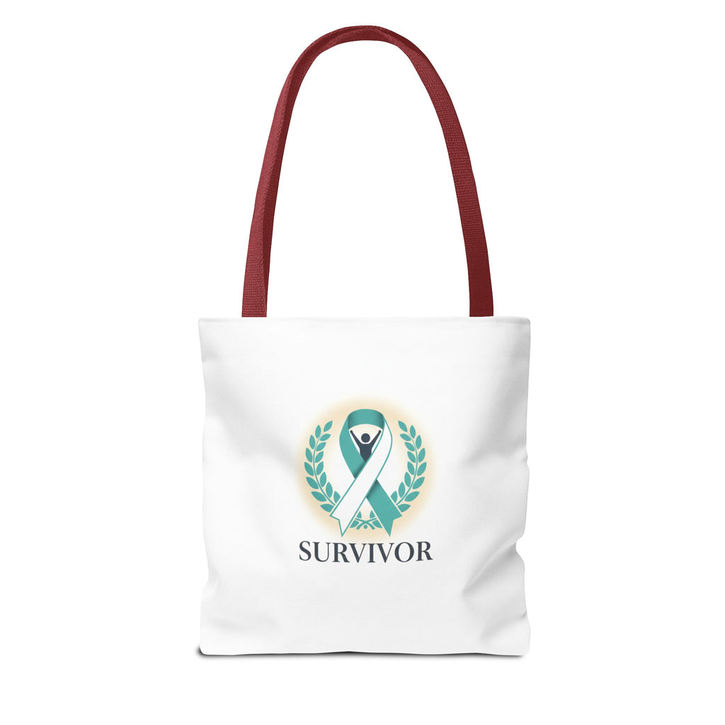 Survivor Ribbon Tote Bag — Teal Awareness Support Tote