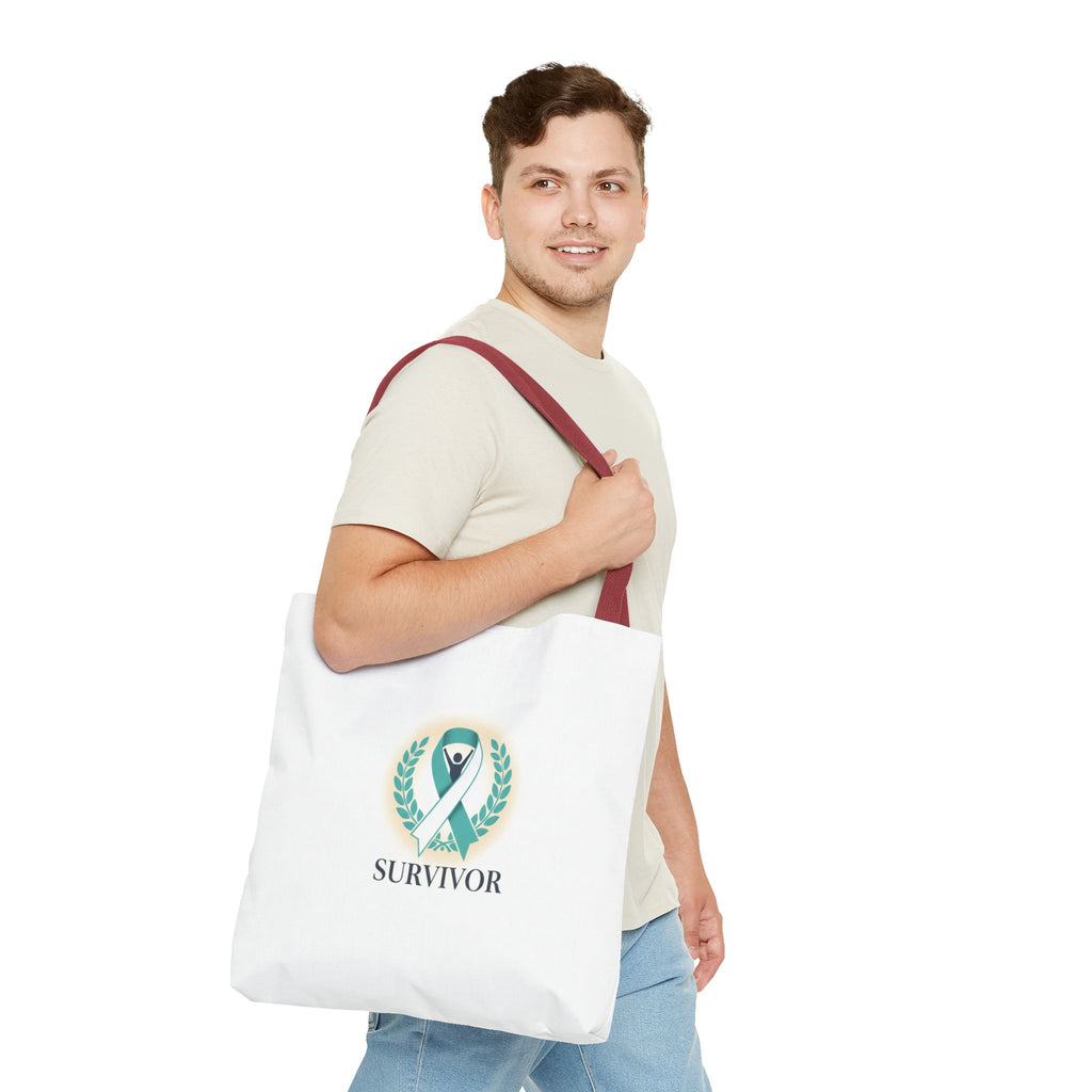 Survivor Ribbon Tote Bag — Teal Awareness Support Tote