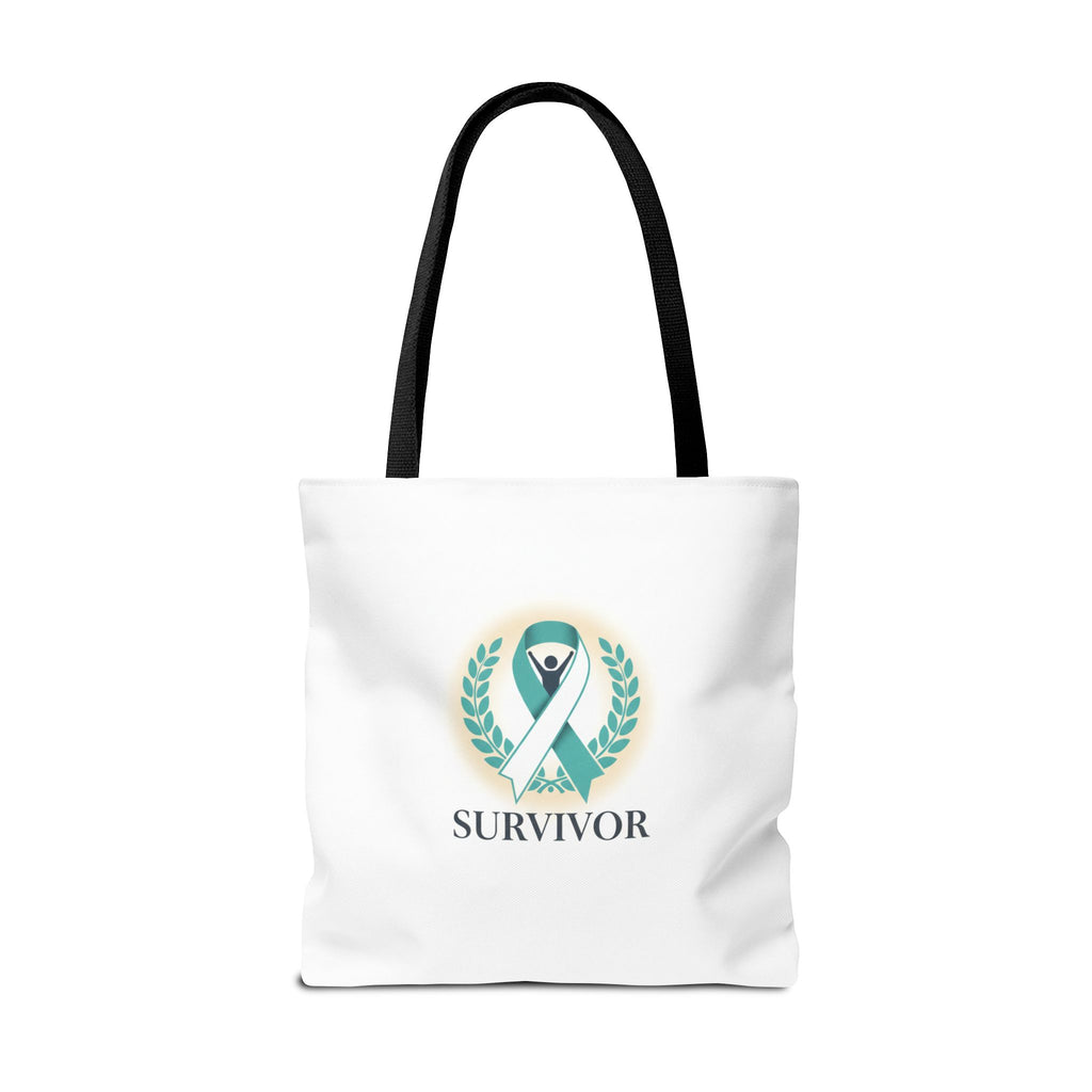 Survivor Ribbon Tote Bag — Teal Awareness Support Tote