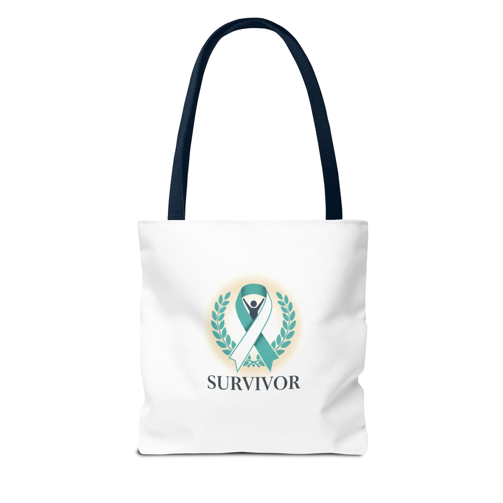 Survivor Ribbon Tote Bag — Teal Awareness Support Tote