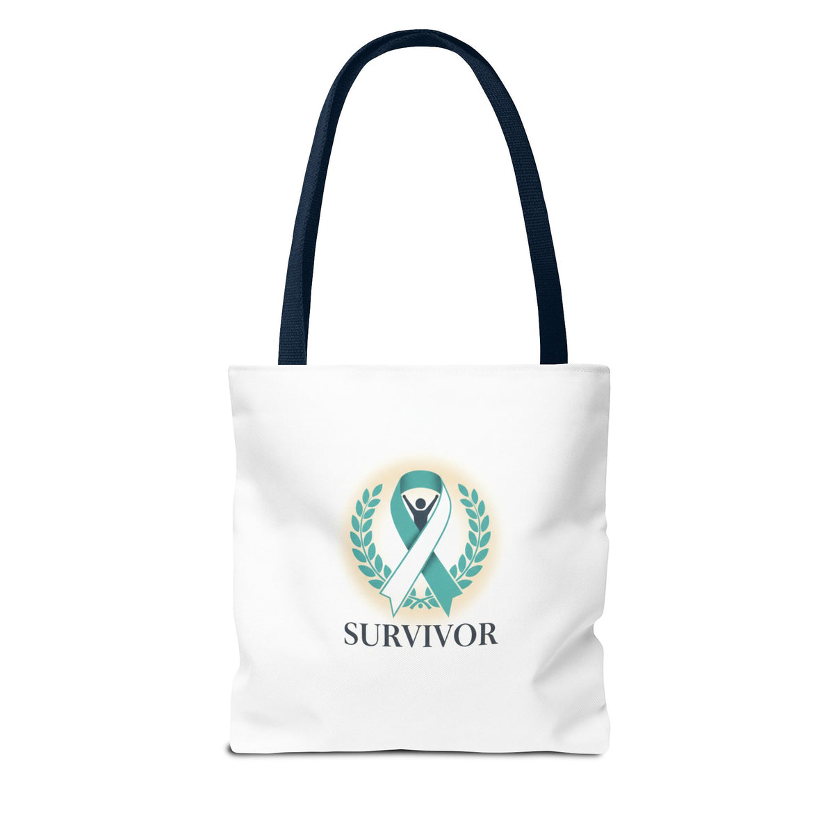 Survivor Ribbon Tote Bag — Teal Awareness Support Tote