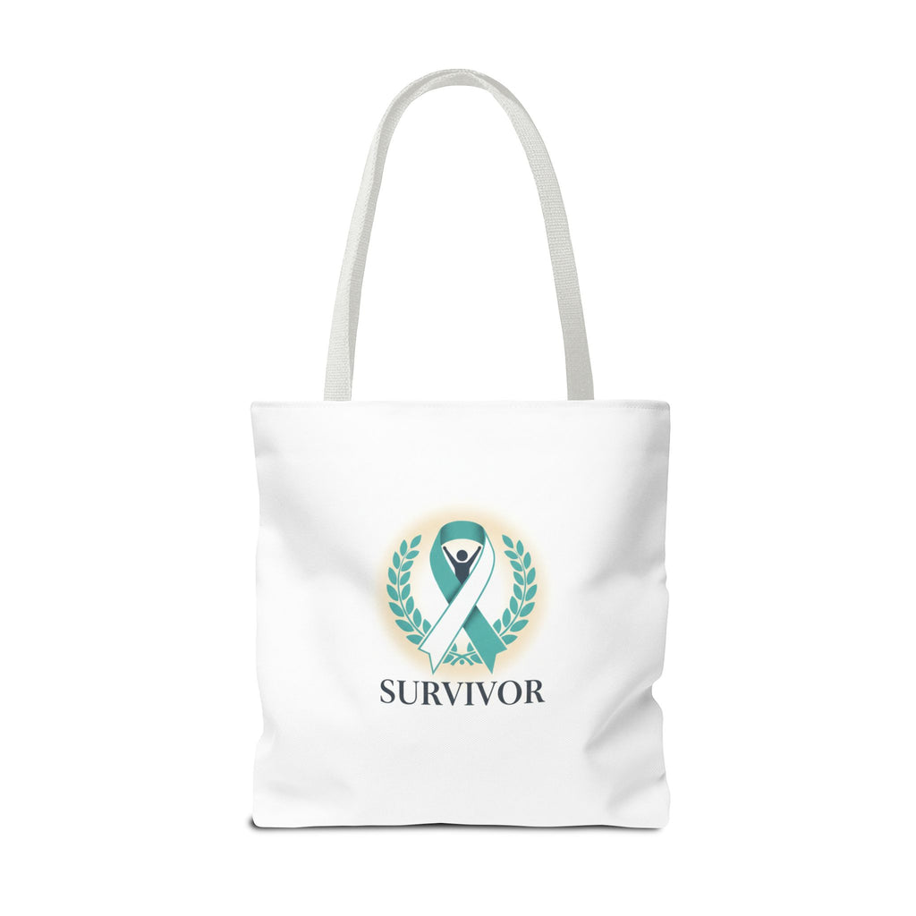 Survivor Ribbon Tote Bag — Teal Awareness Support Tote