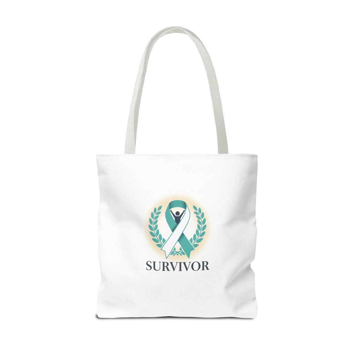 Survivor Ribbon Tote Bag — Teal Awareness Support Tote