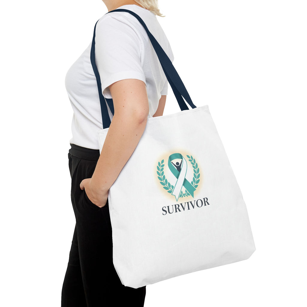 Survivor Ribbon Tote Bag — Teal Awareness Support Tote