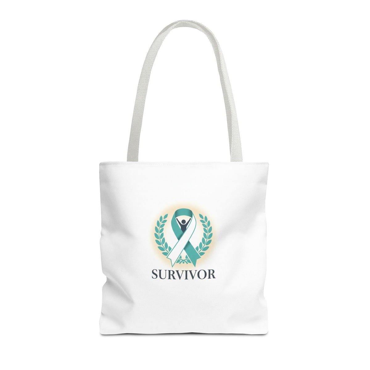 Survivor Ribbon Tote Bag — Teal Awareness Support Tote