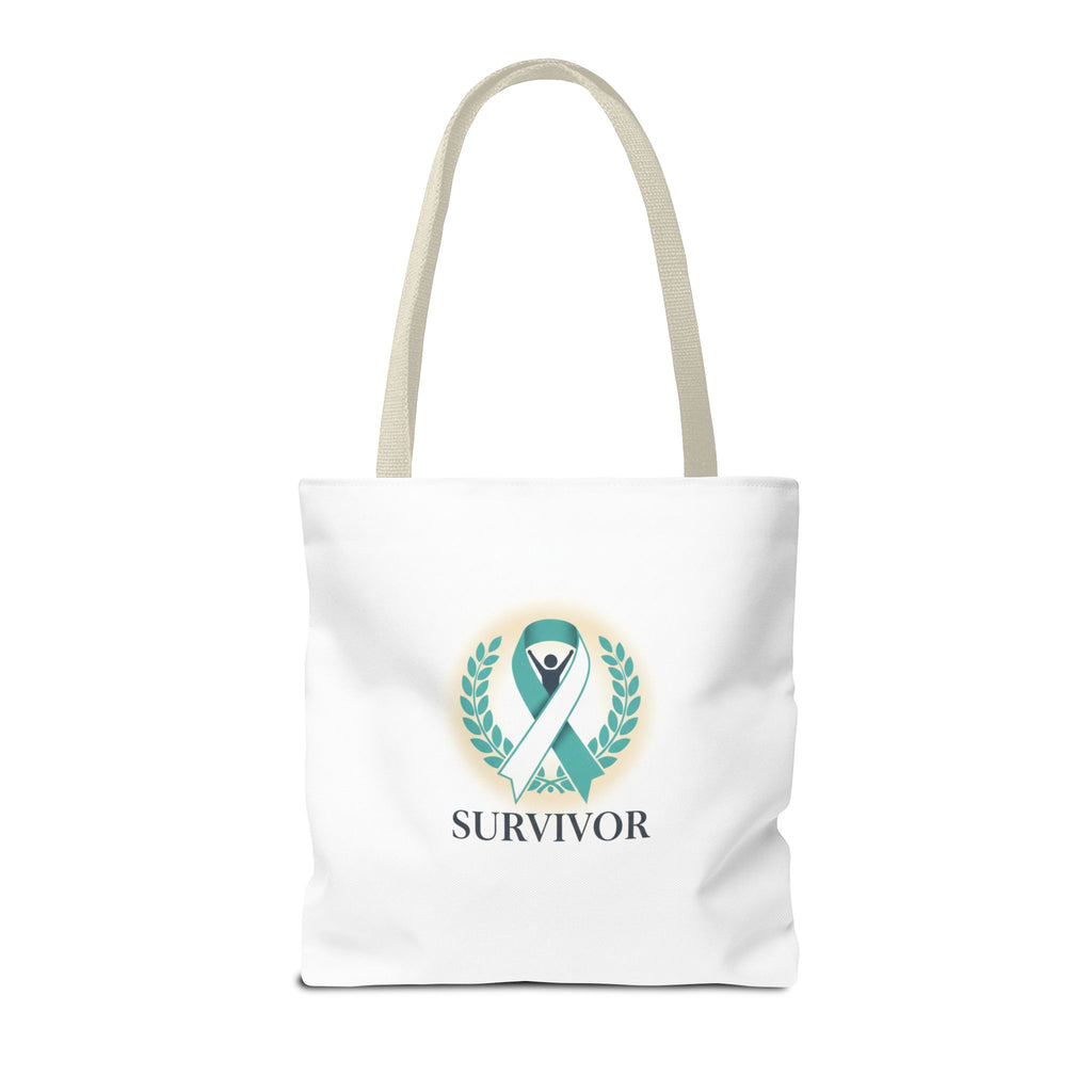 Survivor Ribbon Tote Bag — Teal Awareness Support Tote
