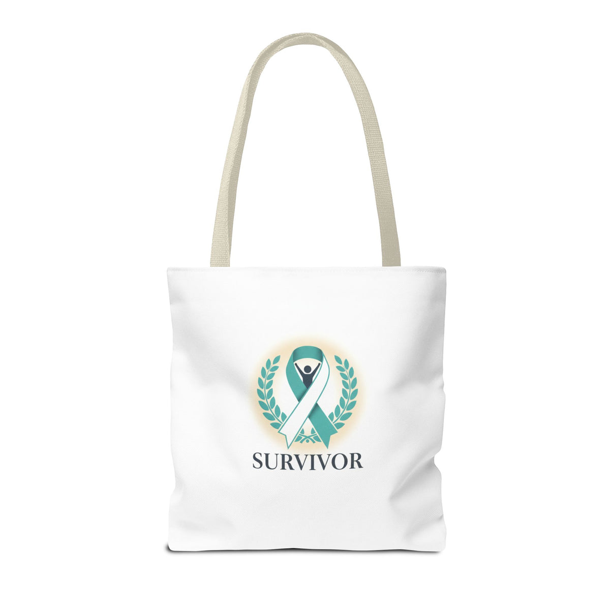 Survivor Ribbon Tote Bag — Teal Awareness Support Tote
