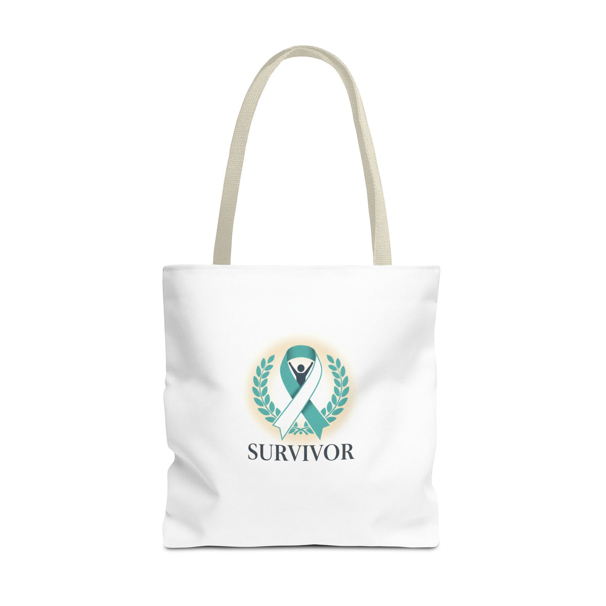Survivor Ribbon Tote Bag — Teal Awareness Support Tote